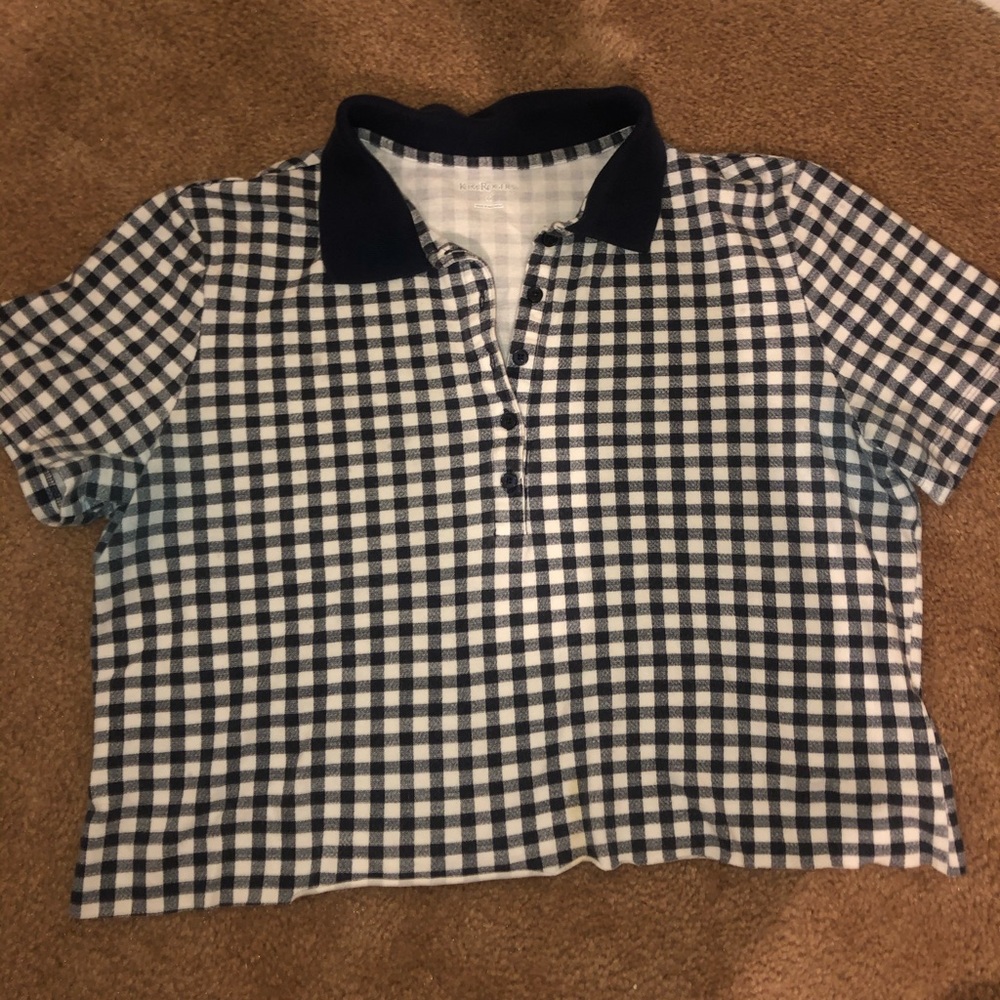 Navy and White Checkered Crop Top